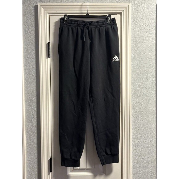Adidas Sweatpant Joggers Mens Small Black Drawstring Elastic Fleece Active Pants - Picture 1 of 4